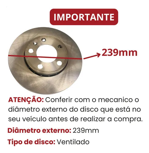 Kit Discos e Pastilhas de Freio Dianteiros - Vw Fox e SpaceFox