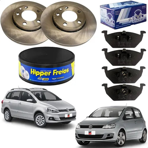 Kit Discos e Pastilhas de Freio Dianteiros - Vw Fox e SpaceFox