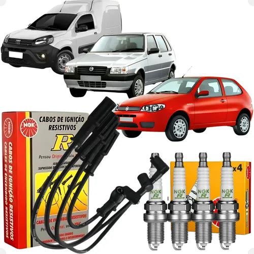 Kit de Cabos e Velas NGK - Fiat Pálio - Siena - Uno...