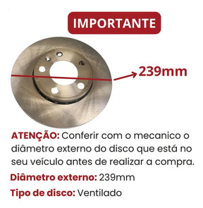Kit Discos e Pastilhas de Freio Dianteiros - Vw Fox e SpaceFox