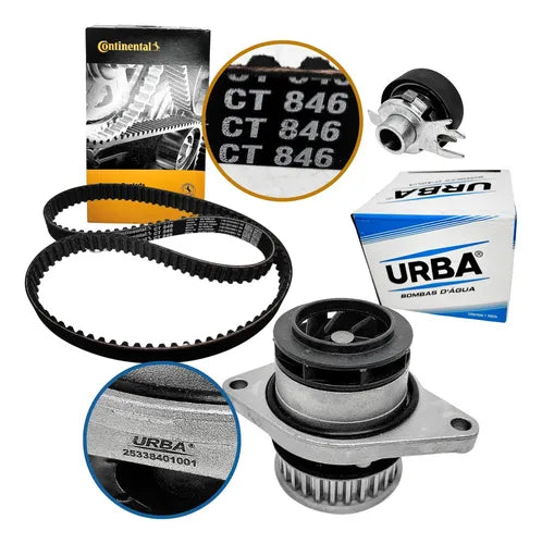 Kit Correia Dentada + Tensor + Bomba d'água - Volkswagen Gol - Fox - Polo...