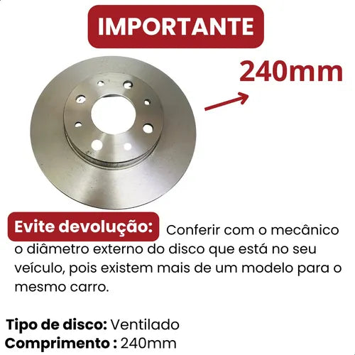Kit Discos e Pastilhas de Freio Dianteiros - Fiat Palio - Siena...